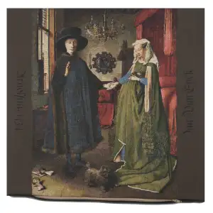 Arnolfini Belgian Cushion Cover - 18 in. x 18 in. Cotton/Viscose/Polyester by Jan and Hubert van Eyck