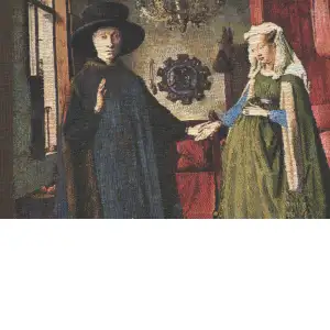 Arnolfini Belgian Cushion Cover - 18 in. x 18 in. Cotton/Viscose/Polyester by Jan and Hubert van Eyck