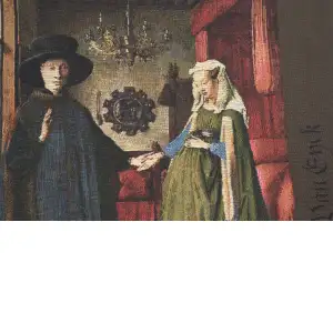 Arnolfini Belgian Cushion Cover - 18 in. x 18 in. Cotton/Viscose/Polyester by Jan and Hubert van Eyck