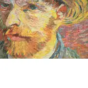 Van Gogh's Self Portrait with Straw Hat Small Belgian Sofa Pillow Cover | Close Up 2
