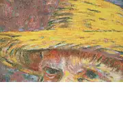 Van Gogh's Self Portrait with Straw Hat Small Belgian Cushion Cover | Close Up 3
