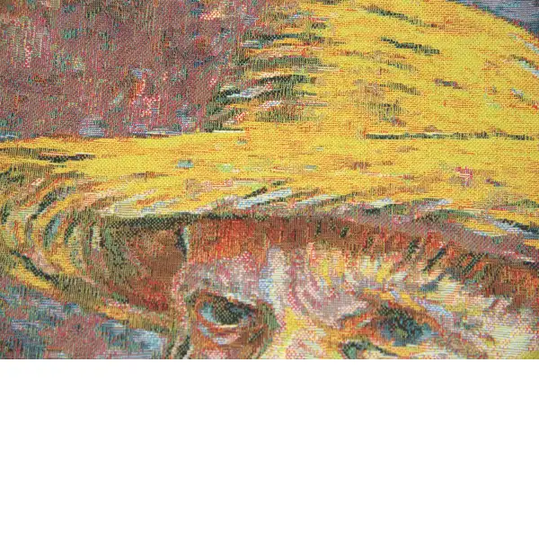 Van Gogh's Self Portrait with Straw Hat Small Belgian Cushion Cover | Close Up 3