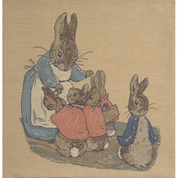 Mrs. Rabbit Beatrix Potter Small Belgian Cushion Cover | Close Up 1
