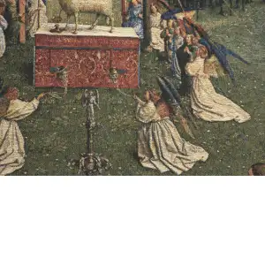 The Lamb Of God Belgian Cushion Cover - 18 in. x 18 in. Cotton/Viscose/Polyester by Jan and Hubert van Eyck