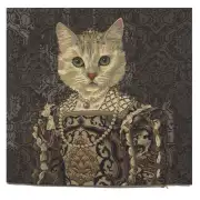 Cat With Crown B Belgian Cushion Cover - 18 in. x 18 in. Cotton by Charlotte Home Furnishings | Close Up 1