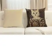 Cat With Crown B Belgian Cushion Cover - 18 in. x 18 in. Cotton by Charlotte Home Furnishings Inc | Close Up 5