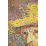 Van Gogh Self Portrait with Hat Belgian Tapestry Wall Hanging | Close Up 1