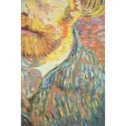 Van Gogh Self Portrait with Hat Belgian Tapestry Wall Hanging | Close Up 2