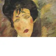 Woman With A Black Tie II Belgian Cushion Cover - 18 in. x 18 in. Cotton by Almedo Modigliani | Close Up 2