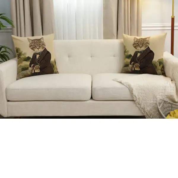 Herbert Cats A Belgian Cushion Cover - 18 in. x 18 in. Cotton by Susan Herbert | Close Up 5