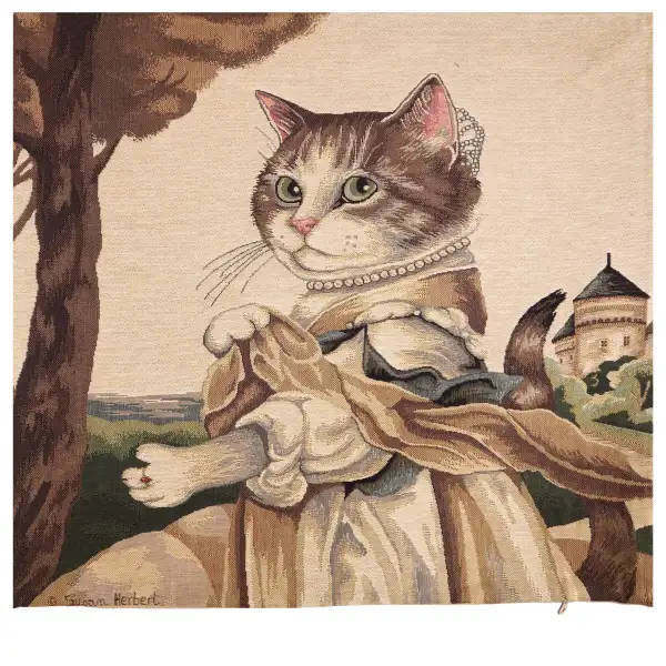 Herbert Cats C Belgian Cushion Cover - 18 in. x 18 in. Cotton by Susan Herbert | Close Up 1