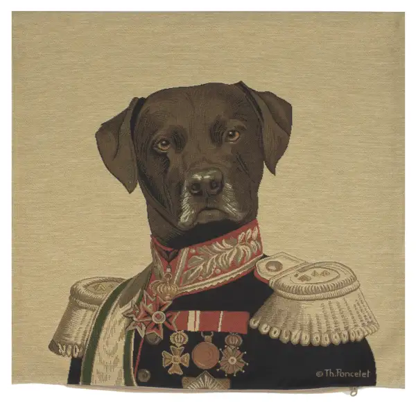 Baron Labrador Black Belgian Cushion Cover - 18 in. x 18 in. Cotton by Thierry Poncelet | Close Up 1
