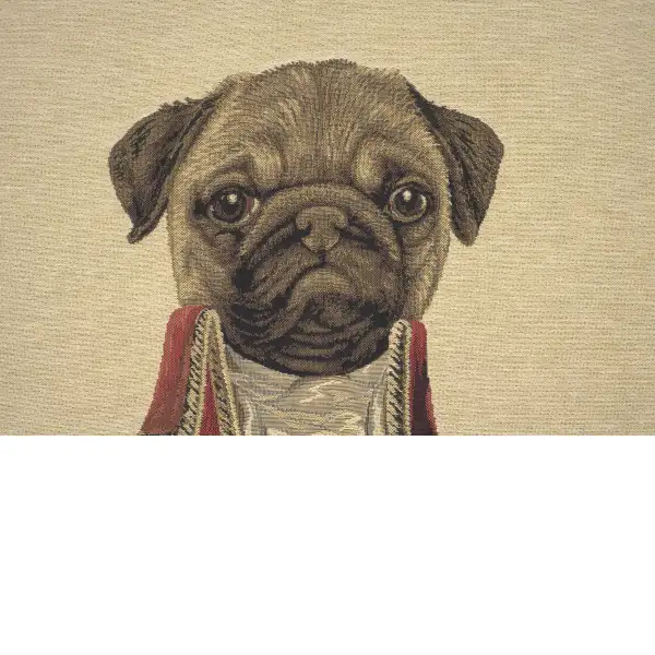 Commodore Pug Red Belgian Cushion Cover - 18 in. x 18 in. Cotton by Thierry Poncelet | Close Up 2