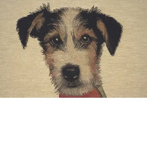 Percival Terrier Green Belgian Cushion Cover - 18 in. x 18 in. Cotton by Thierry Poncelet | Close Up 2