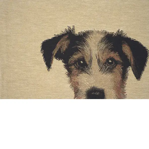 Percival Terrier Green Belgian Cushion Cover - 18 in. x 18 in. Cotton by Thierry Poncelet | Close Up 4