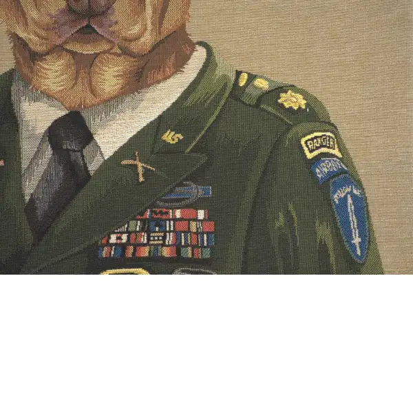 Chien Militaire Green Belgian Cushion Cover - 18 in. x 18 in. Cotton by Thierry Poncelet | Close Up 2
