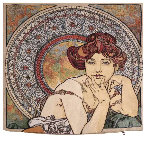 Mucha Topaz I Belgian Cushion Cover | Close Up 1