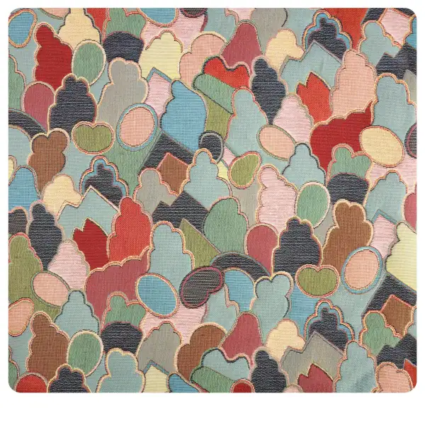 Mosaique Chinoise Footprint Blue Cushion | Close Up 1
