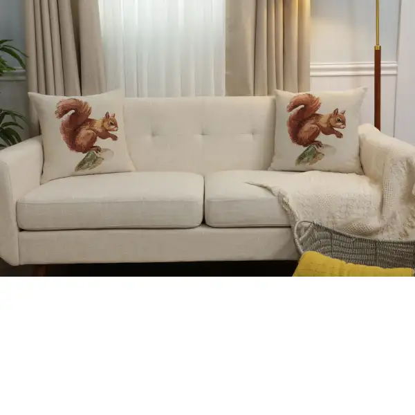 Red Squirrel Cushion Cover - 18 in. x 18 in. Cotton/Polyester/Acrylic by Charlotte Home Furnishings Inc | Close Up 5