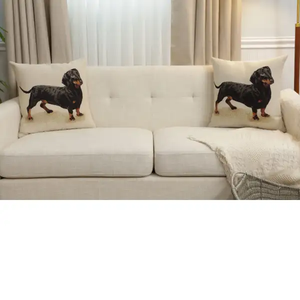 Pickles The Dachschund Cushion Cover - 18 in. x 18 in. Cotton/Polyester/Acrylic by Charlotte Home Furnishings Inc | Close Up 5