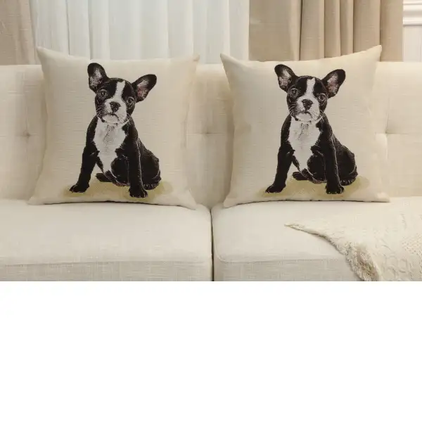 Boston Terrier Cushion Cover - 18 in. x 18 in. Cotton/Polyester/Acrylic by Charlotte Home Furnishings Inc | Close Up 5