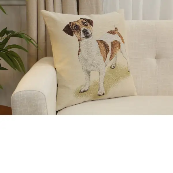 Max The Terrier Cushion Cover - 18 in. x 18 in. Cotton/Polyester/Acrylic by Charlotte Home Furnishings Inc | Close Up 1