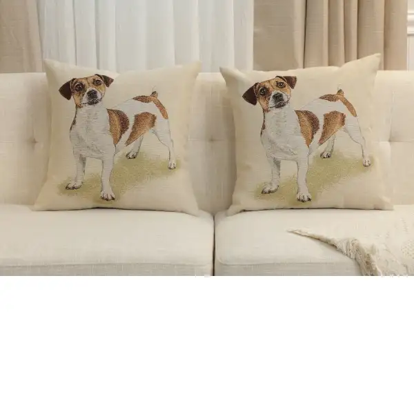 Max The Terrier Cushion Cover - 18 in. x 18 in. Cotton/Polyester/Acrylic by Charlotte Home Furnishings Inc | Close Up 5