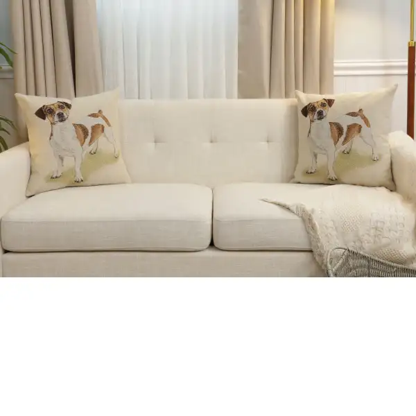 Max The Terrier Cushion Cover - 18 in. x 18 in. Cotton/Polyester/Acrylic by Charlotte Home Furnishings Inc | Close Up 5