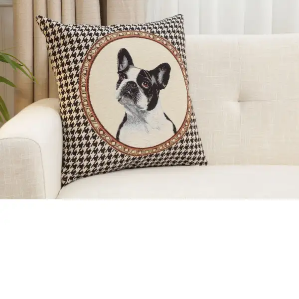 French Bulldog Cushion Cover - 18 in. x 18 in. Cotton/Polyester/Acrylic by Charlotte Home Furnishings Inc | Close Up 1