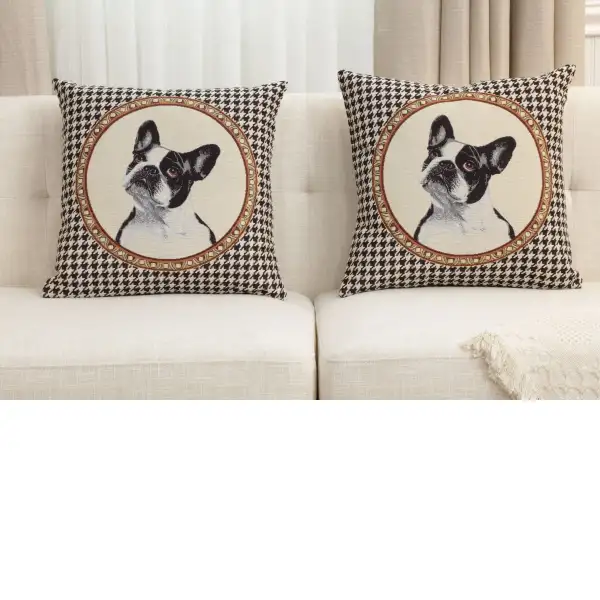French Bulldog Cushion Cover - 18 in. x 18 in. Cotton/Polyester/Acrylic by Charlotte Home Furnishings Inc | Close Up 5