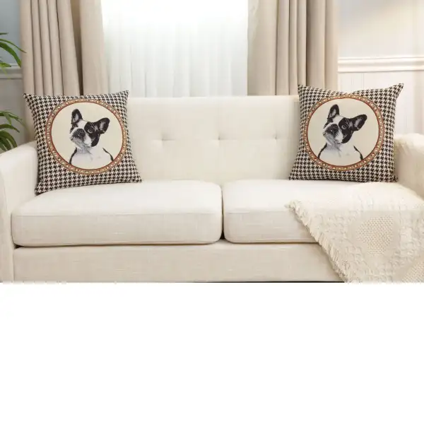 French Bulldog Cushion Cover - 18 in. x 18 in. Cotton/Polyester/Acrylic by Charlotte Home Furnishings Inc | Close Up 5