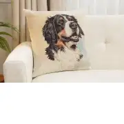 Bernese Mountain Dog Cushion Cover - 18 in. x 18 in. Cotton/Polyester/Acrylic by Charlotte Home Furnishings Inc | Close Up 1