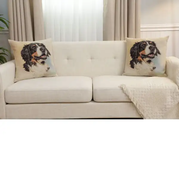Bernese Mountain Dog Cushion Cover - 18 in. x 18 in. Cotton/Polyester/Acrylic by Charlotte Home Furnishings Inc | Close Up 5