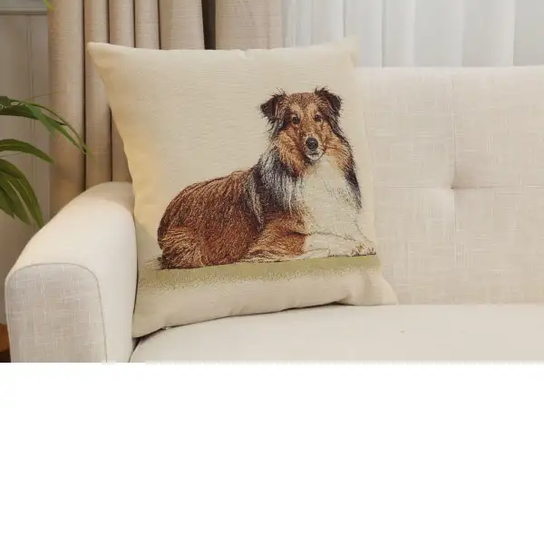 Lassie Cushion Cover - 18 in. x 18 in. Cotton/Polyester/Acrylic by Charlotte Home Furnishings Inc | Close Up 1