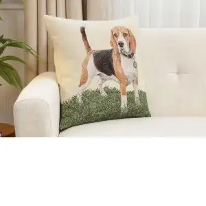 Beagle Cushion Cover - 18 in. x 18 in. Cotton/Polyester/Acrylic by Charlotte Home Furnishings Inc