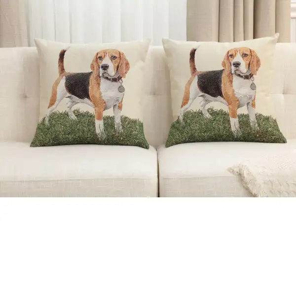 Beagle Cushion Cover - 18 in. x 18 in. Cotton/Polyester/Acrylic by Charlotte Home Furnishings Inc | Close Up 5