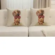 Bow Dog Cushion Cover - 18 in. x 18 in. Cotton/Polyester/Acrylic by Charlotte Home Furnishings Inc | Close Up 5