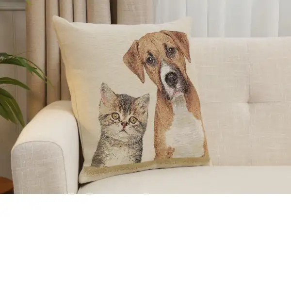 Besties Cushion Cover - 18 in. x 18 in. Cotton/Polyester/Acrylic by Charlotte Home Furnishings Inc | Close Up 1