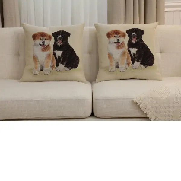 Akitas Cushion Cover - 18 in. x 18 in. Cotton/Polyester/Acrylic by Charlotte Home Furnishings Inc | Close Up 5