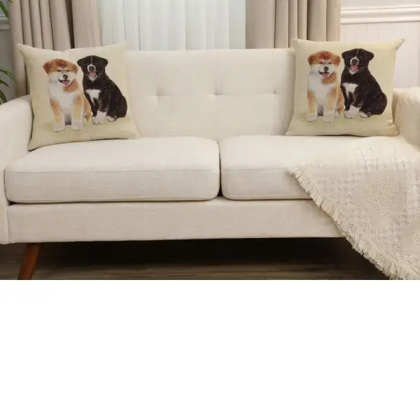 Akitas Cushion Cover - 18 in. x 18 in. Cotton/Polyester/Acrylic by Charlotte Home Furnishings Inc | Close Up 5