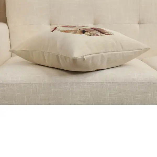 Bunny Cushion Cover - 18 in. x 18 in. Cotton/Polyester/Acrylic by Charlotte Home Furnishings Inc | Close Up 3
