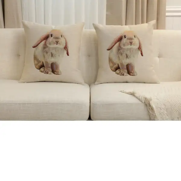 Bunny Cushion Cover - 18 in. x 18 in. Cotton/Polyester/Acrylic by Charlotte Home Furnishings Inc | Close Up 5