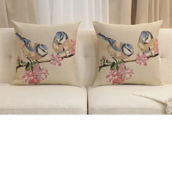 Blue Birds Macaw Cushion Cover | Close Up 5