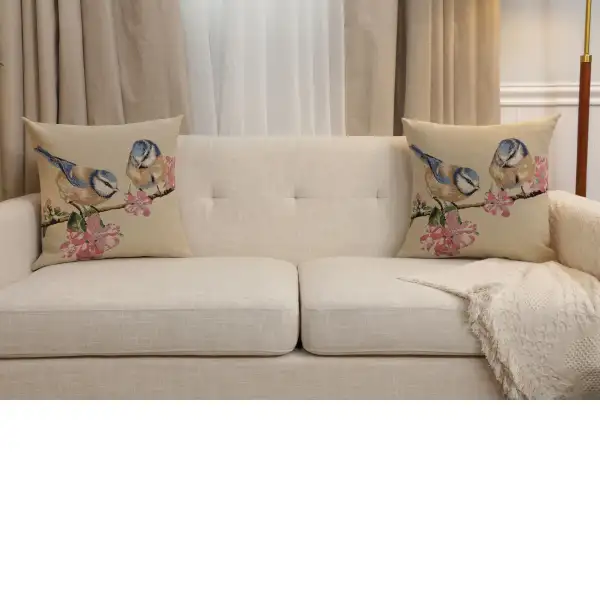 Blue Birds Macaw Cushion Cover | Close Up 5