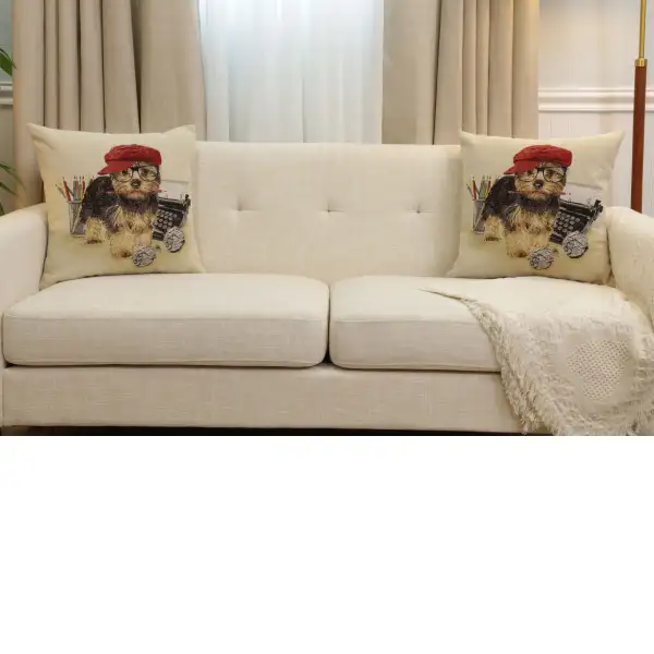 Writer Yorkie Cushion Cover | Close Up 5