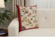 Birds On Branches Cushion Cover - 18 in. x 18 in. Cotton/Polyester/Acrylic by Charlotte Home Furnishings Inc | Close Up 1