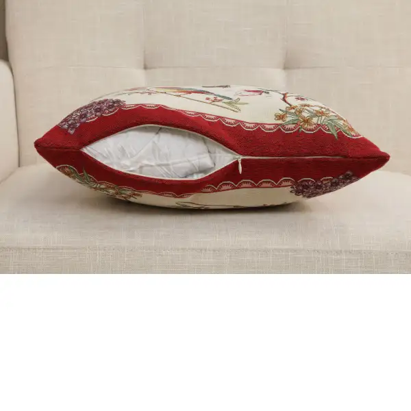Birds On Branches Cushion Cover - 18 in. x 18 in. Cotton/Polyester/Acrylic by Charlotte Home Furnishings Inc | Close Up 4
