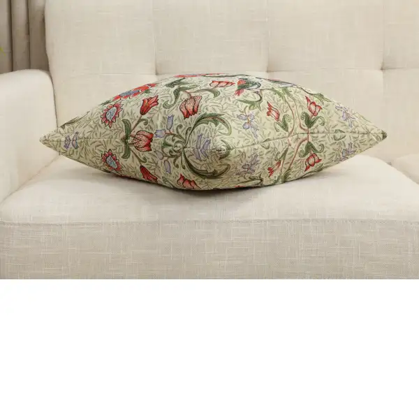 Birds And Flowers Green Cushion Cover - 18 in. x 18 in. Cotton/Polyester/Acrylic by Charlotte Home Furnishings Inc | Close Up 3