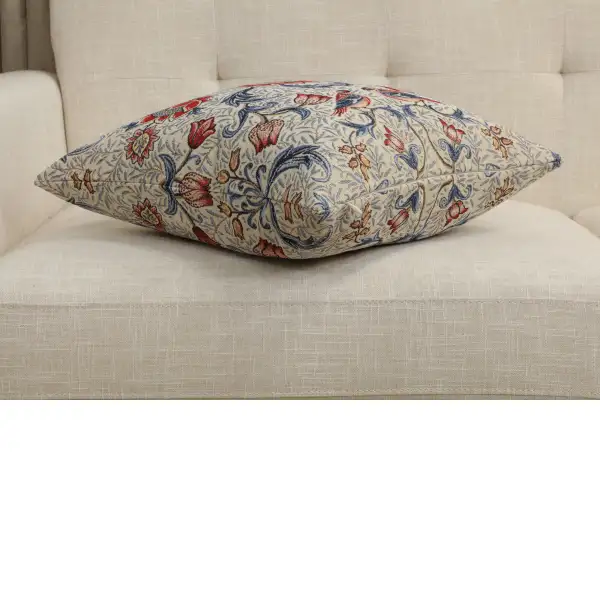 Birds And Flowers Light Blue Cushion Cover - 18 in. x 18 in. Cotton/Polyester/Acrylic by Charlotte Home Furnishings Inc | Close Up 3