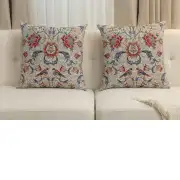 Birds and Flowers Light Blue Cushion Cover | Close Up 5